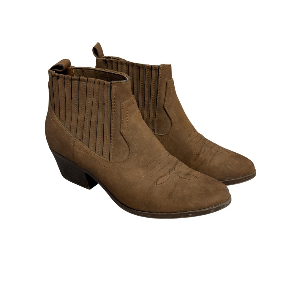 Andrea‎ Boots Womens Size 9 Brown Faux Suede Ankle Western Block Heel Booties